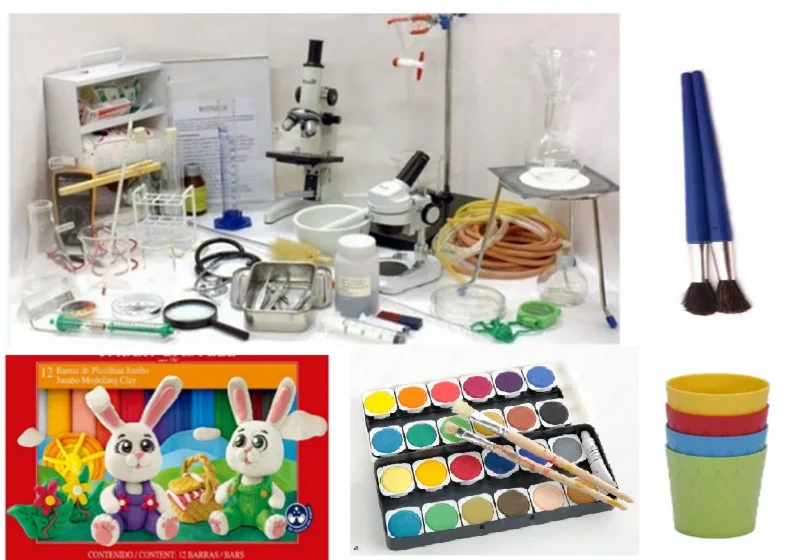 Materiales de experimentación científica y arte para talleres creativos
